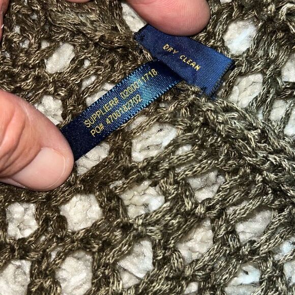 Vintage Polo Ralph Lauren Boho Fringe Linen Knit Cardigan Sweater Women’s Large - Picture 9 of 14